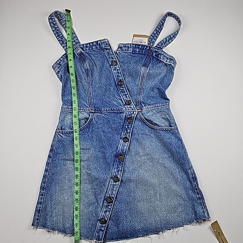 Reformation -772 Jeans Shasta Gabriela Raw Hem Button Up Denim Mini Dress Size 6 - Picture 12 of 12